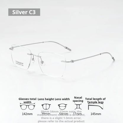 Lzabella Titanium Rectangular rimless Eyeglasses Frame Simple And Stylish Men and Women Lightweight Frameless Glasses 1603