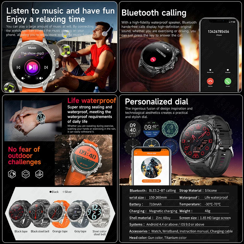 For Huawei Xiaomi GPS Track Smart Watch Men 1.85-Inch Ultra HD AMOLED Screen 710 Mah Battery Bluetooth Call SmartWatch 2025 New