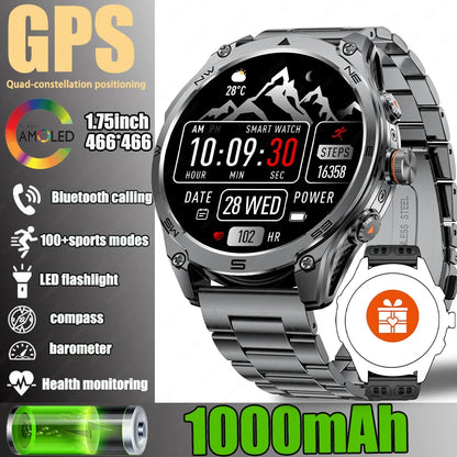 2025 New For Xiaomi GPS Sports Smart Watch 1000mAh large battery LED flashlight compass barometer Military Grade Smartwatchs men