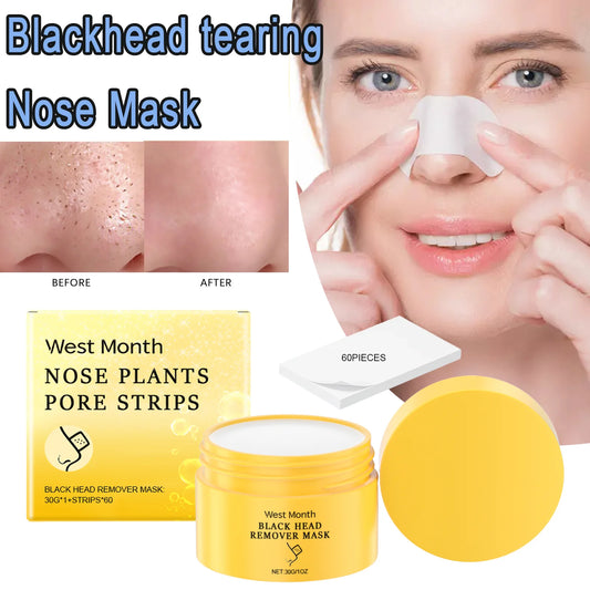 60pcs+30g Blackhead Tearing Nose Mask Absorbs Oil Dirt Gently And Effectively Remove Blackheads Whiteheads Short Time Aloe Vera