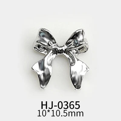 10 pcs Silver Alloy Ribbon Butterfly Nail Art Charm 3D  Metal  Bowtie Nails Art Decoration Jewelry Manicure Accessories Supplies