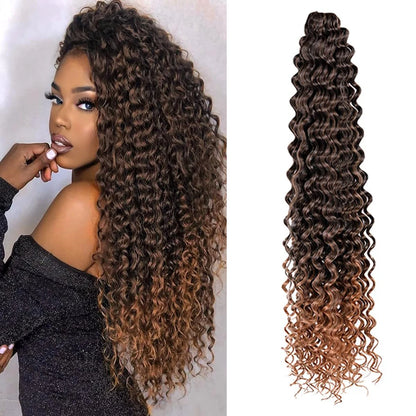 Deep Wavy Twist Crochet Hair Boho Braid Hair Synthetic Curly Hair Crochet Braids High Temperature Fiber Braiding Hair Extensions