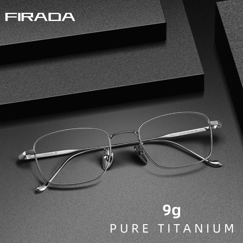 FIRADA Fashion Comfort Square Glasses Retro Pure Titanium Eyewear Optical prescription Eyeglasses frames For men women 923204-C