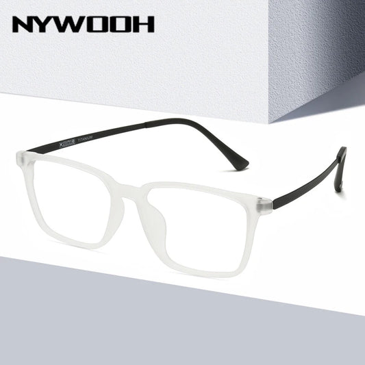 NYWOOH Men Pure Titanium Glasses Rims Ultra-light TR90 Frame Spectacles Retro Double Color Square Eyeglasses With Elastic Legs