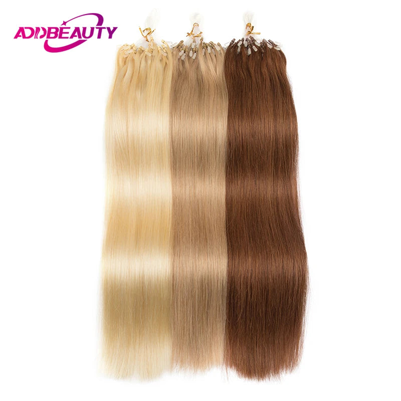Straight Human Hair Extensions for Women 50pcs Fishing Line Hair Extension Brazilian Remy Hair Micro Loop Invisible Natural Hair