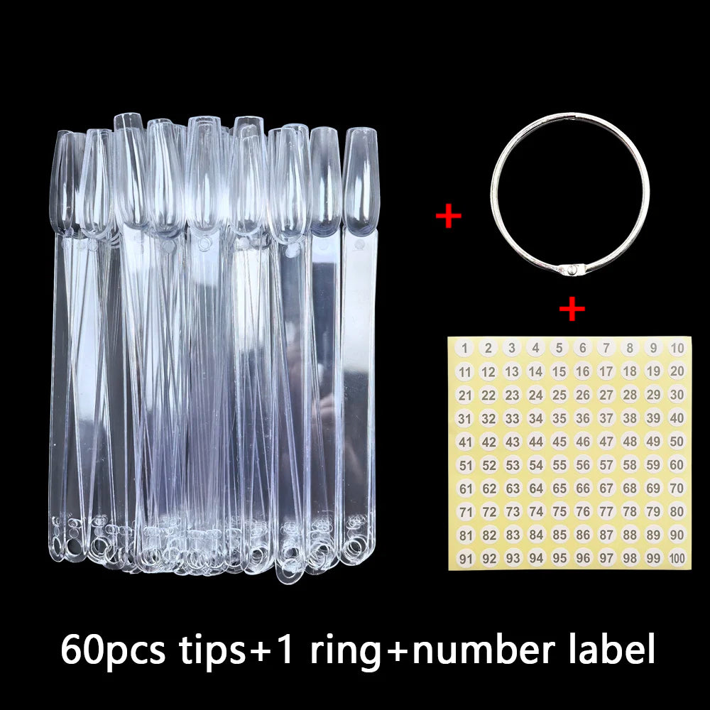 False Nail Tips Nail Swatch Nail Art Display Sticks Acrylic Fan Gel Nail Polish Showing Shelf 30/60 pcs Practice Manicure Tool