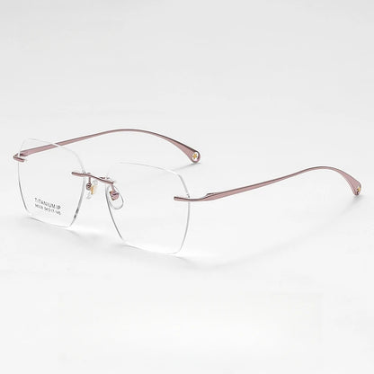 YIMARUILI Ultra-light Fashion Polygonal Luxury Myopia Eyewear Men Retro Pure Titanium Optical Prescription Rimless Glasses Women