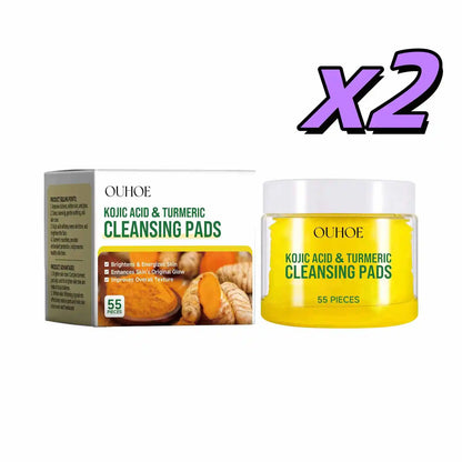 Turmeric Kojic Acid Facial Exfoliating Cleansing Pads Clogged Pores Oil Remover Glow Brighten Daily Lemon Facial Cotton Sponges
