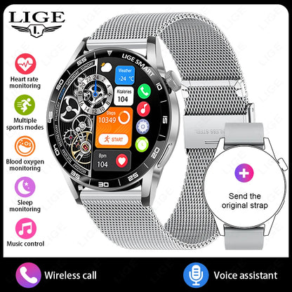 LIGE Men Fashion HD Screen Outdoor Sports Fitness Heart Rate Smartwatch 2025 New Bluetooth Call Waterproof Smart Watch Women