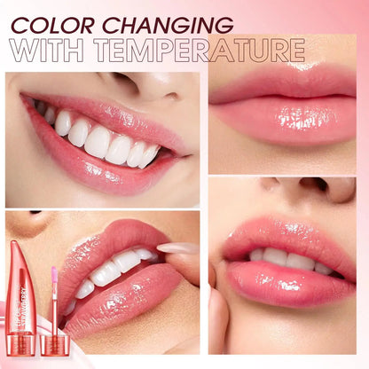 Aloe Vera Lip Gloss Strawberry Flavored Color Changing Moisturizing Lip Oil Long Lasting Shine Glaze for Lips Care