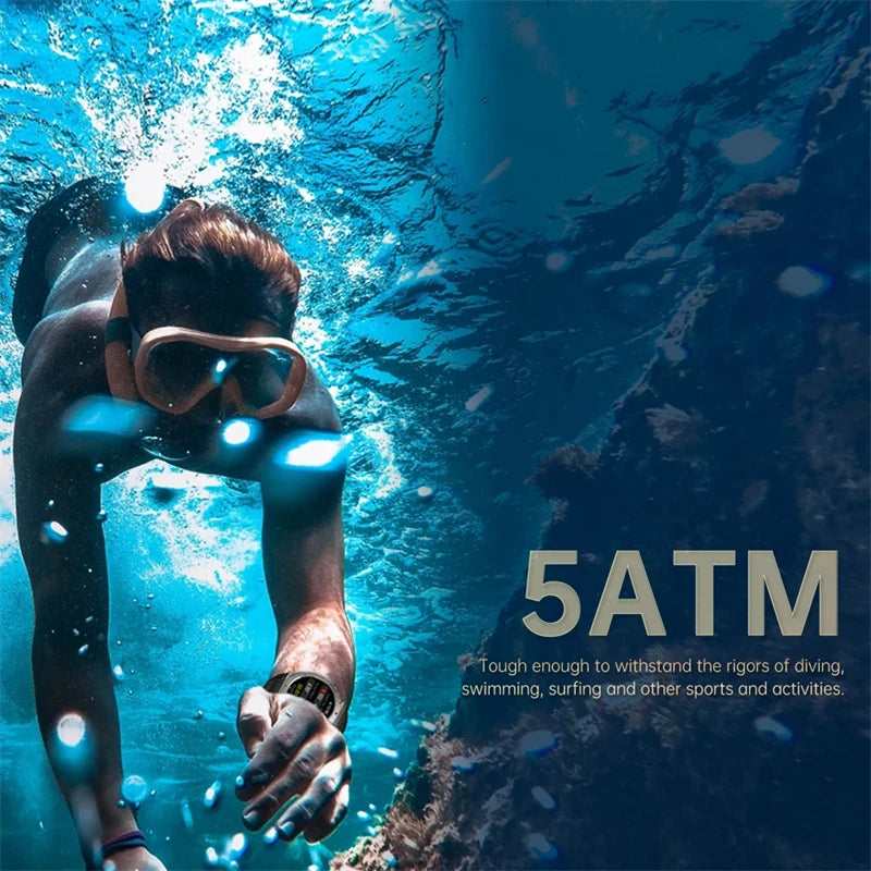 2025 Military Smart Watch for Men Bluetooth Call 5ATM Waterproof Built-in GPS Compass Barometric Altimeter Sports Watches