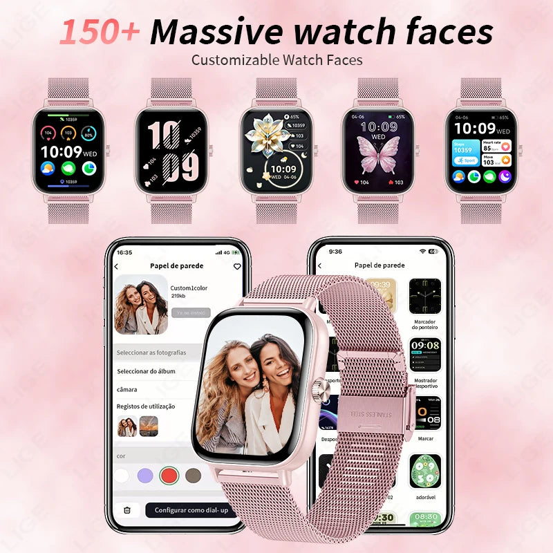 LIGE 2025 Smart Watch Women Bluetooth Call Sport Fitness Tracker Watch Health Monitor Fashion Ladies Men Smartwatch For Android