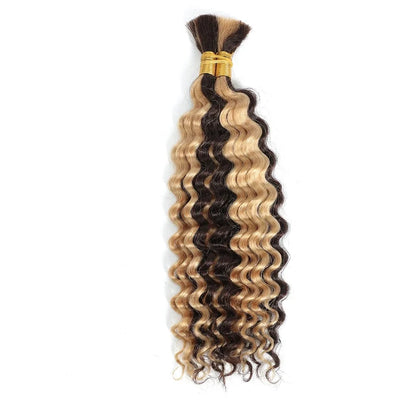 Deep Wave Bulk 100% Human Hair Braiding Blonde Ginger Curly Brazilian Hair for Human Hair Extensions for Micro Braiding No Weft
