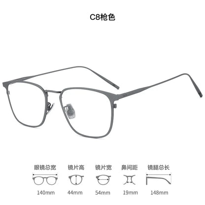 54-19 Ultra-light Rectangular Pure Titanium Glasses Frame Myopia Men Business Full Frame retro Anti-blue Light Reading Glasses