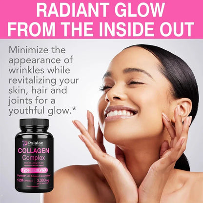 Collagen Complex Capsules - Brighten Skin Tone and Help Joint and Cardiovascular, Skin, Hair, Nails & Digestive Health