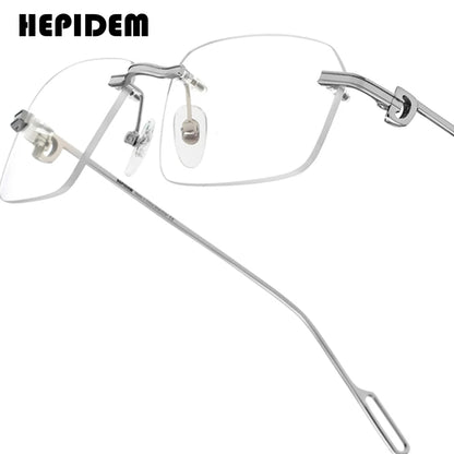 HEPIDEM Alloy Glasses Frame Men Luxury Famous Brand Design Retro Vintage Square Eyeglasses Rimless Spectacles Frameless Eyewear