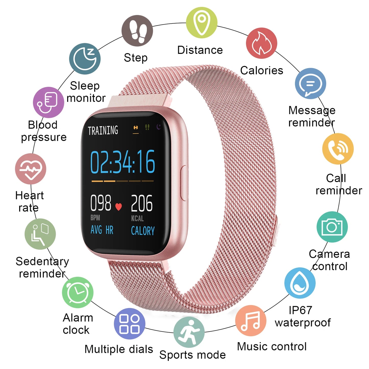 1.4 Inch Smart Watch For Women Heart Rate Blood Pressure Sleep Monitoring Multi Sport Modes Smart Notification Ladies Smartwatch