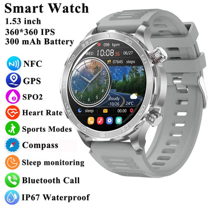 2025 New Smart Watch Watch HD Screen Bluetooth Call GPS Trajectory NFC Heart Rate Compass Outdoor Sports Waterproof SmartWatch