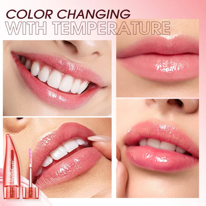 Langmannni Color Changing Lip Glaze Moisturizing Aloe Vera Lip Gloss Strawberry Long Lasting Moisture Lip Oil for Lip Care