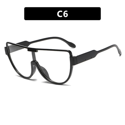 Women Fashion Semi-round Sunglasses Monoblock Outdoor Goggle Shades Half Frame Oversized Sun Glasses Trending UV400 Eyewear