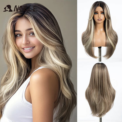 Noble Synthetic Lace Front Wig 26" Straight Ombre lace Cosplay Wig  Lace Part Wig Blonde Wigs For Women Wig synthetic Lace Wig