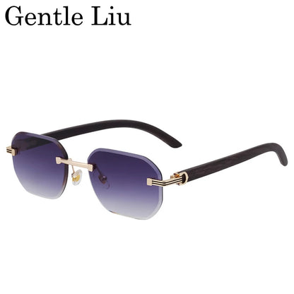 Vintage Square Rimless Sunglasses Men 2025 Luxury Brand Trendy Frameless Punk UV400 Eyewear Anti Blue Light Prescription Glasses