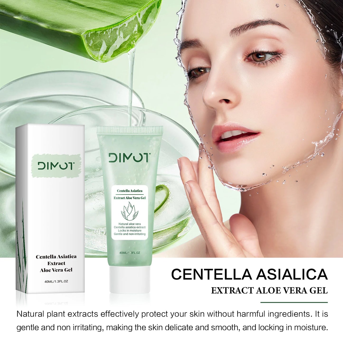 Aloe Vera Gel Natural Moisturing Hydration and Repair Face Cream Shrink Pores Soothing Redness Face Skin Care 40ML