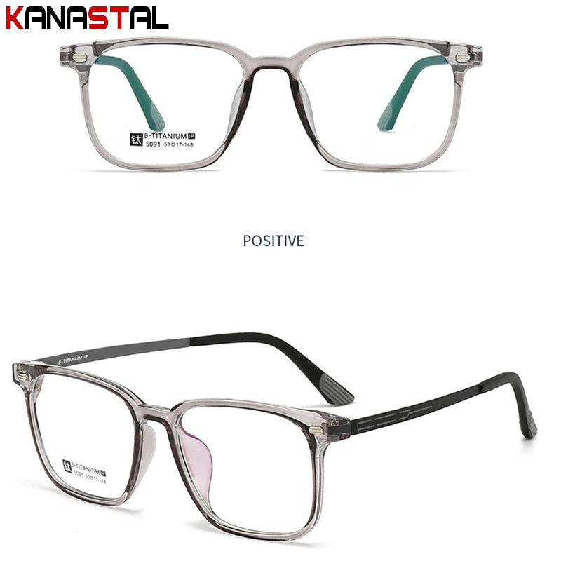Men Rubber Titanium Square Eyeglasses Frame Anti Fatigue Lenses Women Computer Glasses Prescription Myopia Reading Eyewear Frame