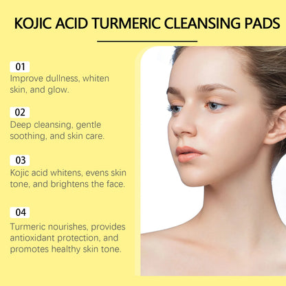 Turmeric Kojic Acid Facial Exfoliating Cleansing Pads Clogged Pores Oil Remover Glow Brighten Daily Lemon Facial Cotton Sponges