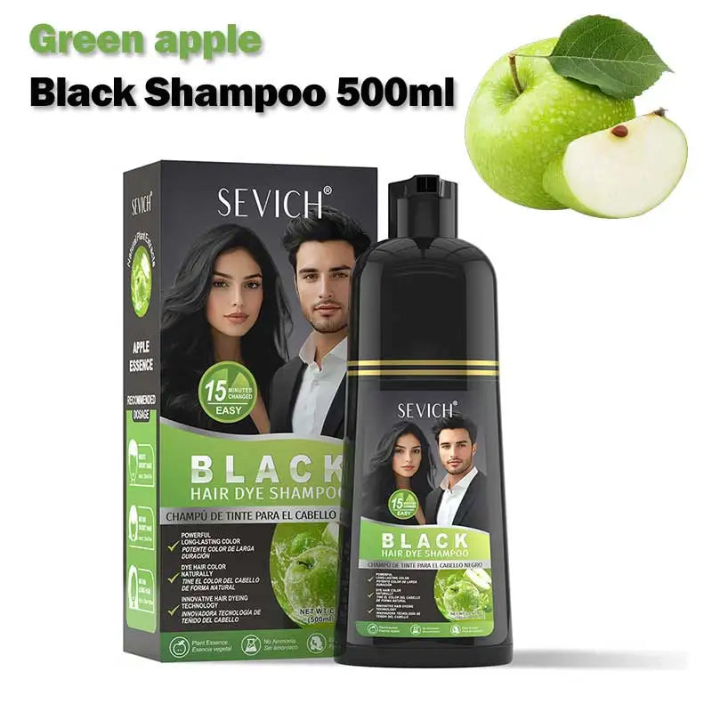 Green Apple Black Hair Dye Shampoo 500ml Diy Herbal Coloring Hairs Instant Gray To Black Instant Coloring Shampoo For Women&Men