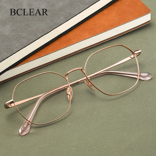 BCLEAR New Arrival Fashion Men Women Pure Titanium Eyeglasses Frames Fashion Literary Retro Prescription Spectacles Ultra-light