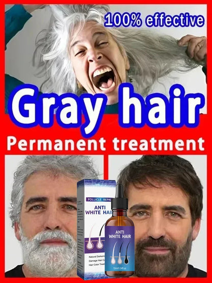 24 NEW White To Black Gray White Hair Serum Natural Color Repair Nourish Essence Anti-gray Care for Men Women