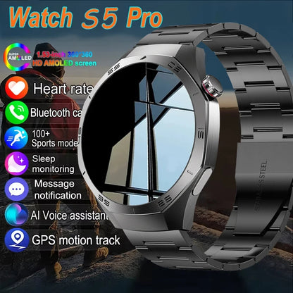 Original New S5 Smartwatch Men 360*360 HD AMOLED Screen GPS Motion Track Heart Rate Bluetooth Call IP68 Waterproof Smartwatch
