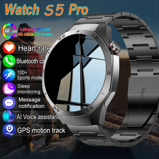 Original New S5 Smartwatch Men 360*360 HD AMOLED Screen GPS Motion Track Heart Rate Bluetooth Call IP68 Waterproof Smartwatch
