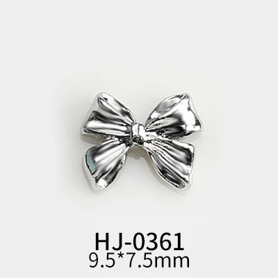 10 pcs Silver Alloy Ribbon Butterfly Nail Art Charm 3D  Metal  Bowtie Nails Art Decoration Jewelry Manicure Accessories Supplies