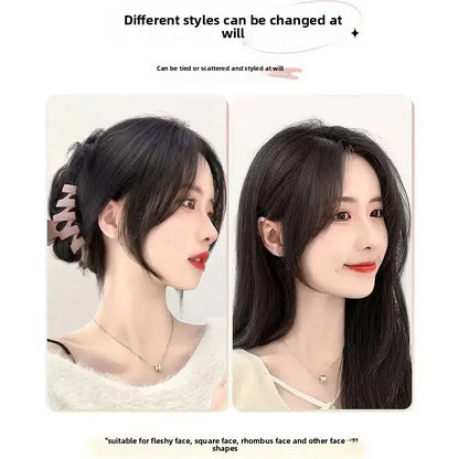 Natural Female Parting Hair Frontal Piece 3D Simulation Thickened Baldness Treatment Mid Split High Forehead Hair Extension