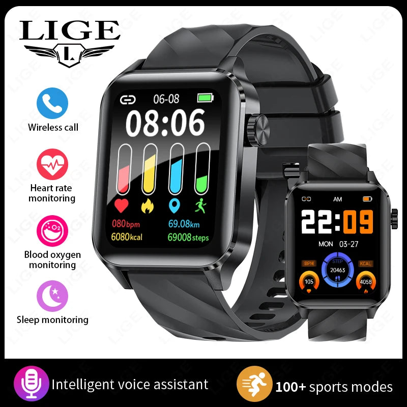 LIGE New Bluetooth Call Smart Watches Women Wrist Watch Sports Fitness Watches IP68 Waterproof Smartwatch For Android iOS iPhone