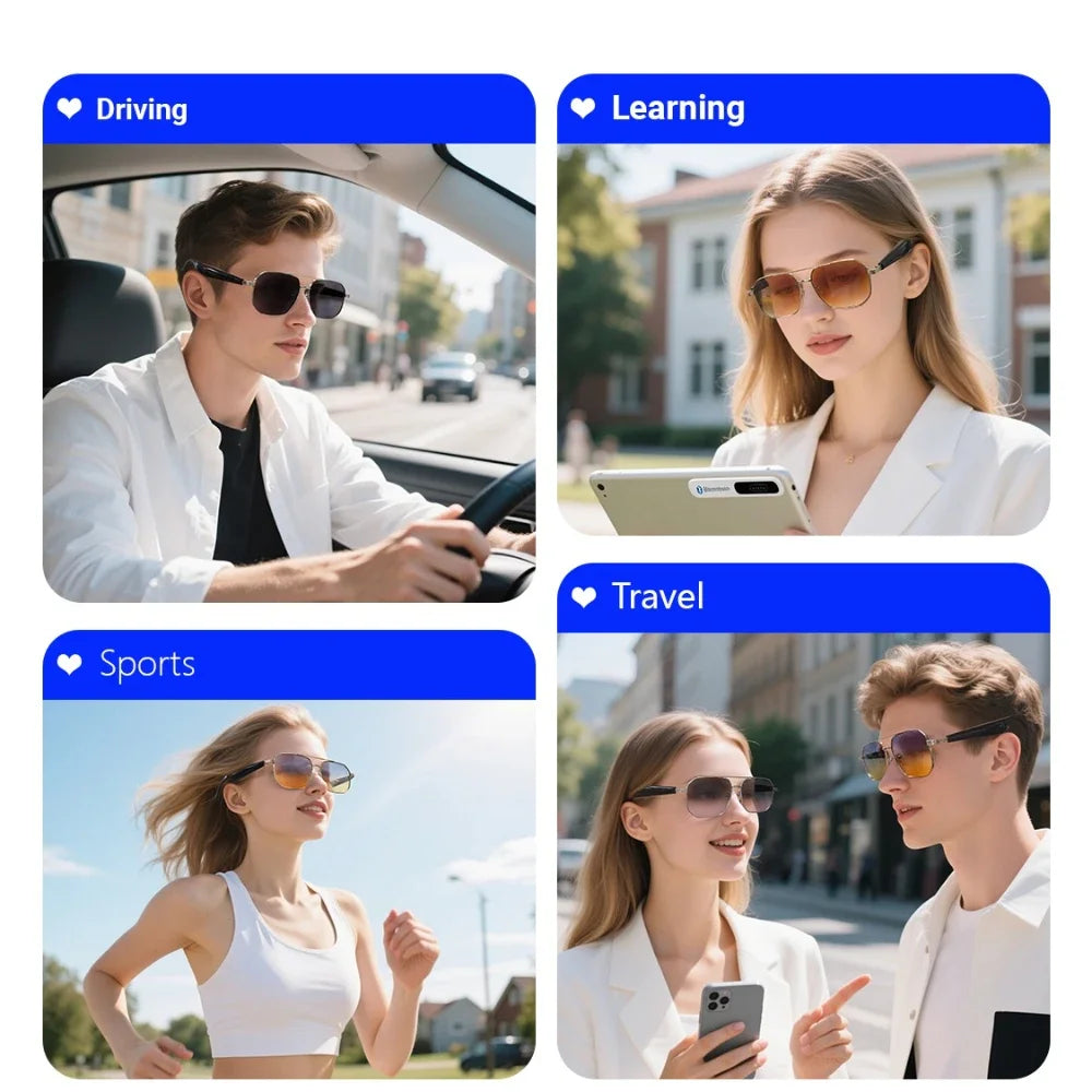 GY300 AI Smart Photochromic Glasses Multifunction Camera Bluetooth Call Voice Assistant Music Player Translate Glasses