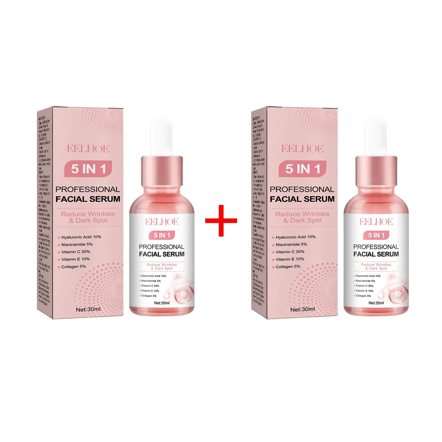EELHOE 5 in 1 Face Serum Anti-Wrinkle Collagen Boost Fade Dark Spots Remover Whiten Skin Moisturizing Face Pore Shrinking Serum