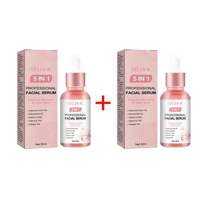 EELHOE 5 in 1 Face Serum Anti-Wrinkle Collagen Boost Fade Dark Spots Remover Whiten Skin Moisturizing Face Pore Shrinking Serum