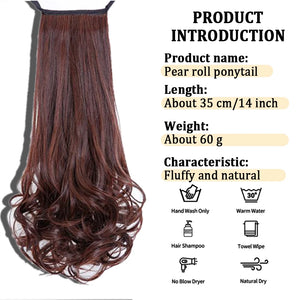 14 Inch Wavy Long Curly Hair Strap-type Pear Flower Curly Wig Ponytail Female Synthetic Fluffy Natural Shopping Commuting Wear