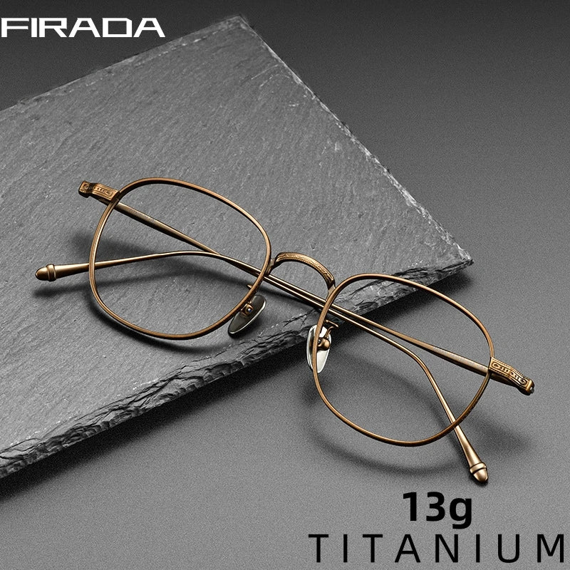 FIRADA Fashion Luxury Glasses Retro Comfortable Pure Titanium Eyewear Business Prescription Eyeglasses Frame Men Women M3090-C