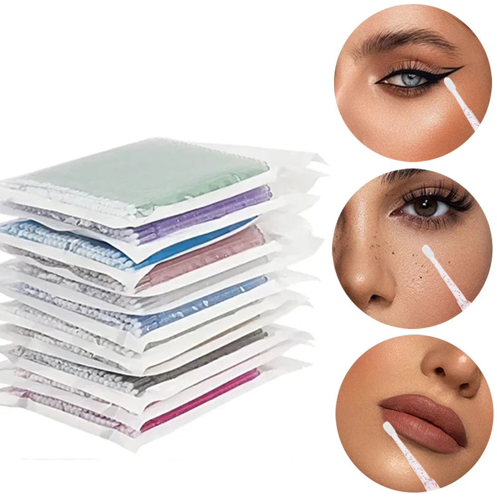 100pcs Eyelash Cleaning Brushes Micro Cotton Swab Individual Removing Makeup Brush Eyelashes Microbrush Beauty Clean Tools