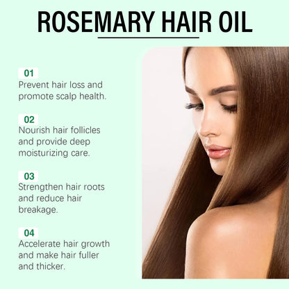 Rosemary Hair Oil for Hair Growth Growing Thicken Scalp Treatment Nourishing Volumizing Anti-Breakage Hair Strengthening Serum