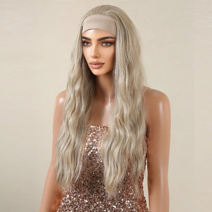 Blonde Synthetic Headband Wigs Long Water Wavy Wig for Women Daily Party Heat Resistant Fiber Natural Looking Realistic Hair