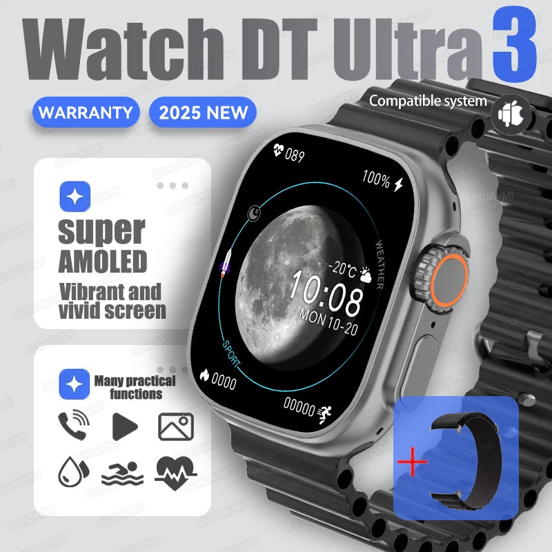 2025 New Original Watch DT Ultra 3 Pro Smart Watch Men Google Map NFC GPS Tracker HD BT Call IP68 Waterproof Smart Watches Women