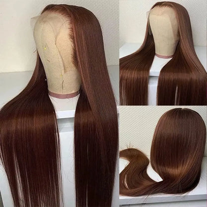 30 Inch 13x4 Lace Front Wig Human Hair Bone Straight Brown Colored Burgundy hd Transparent Lace Frontal Wigs Clearance Sale