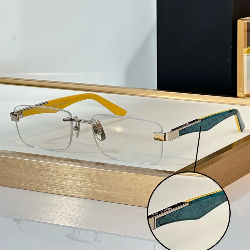 THE ARTIST III Designer Rimless Sunglasses Rectangle Men Alloy Acetate Germany Brand Trendy Classical High Quality Women UV400