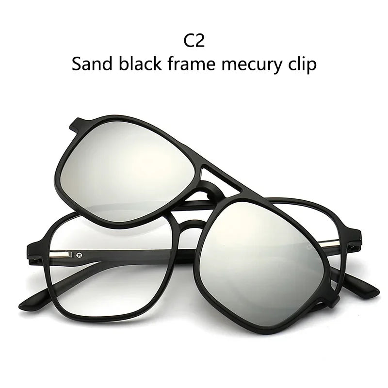 2022 New Mirror Magnetic Attraction Polarized Sunglasses 6 Iin 1 Clip Cycling Glasses Dazzling Polaroid Men Sunglasses Women
