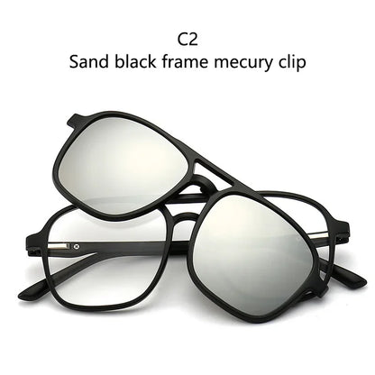 2022 New Mirror Magnetic Attraction Polarized Sunglasses 6 Iin 1 Clip Cycling Glasses Dazzling Polaroid Men Sunglasses Women